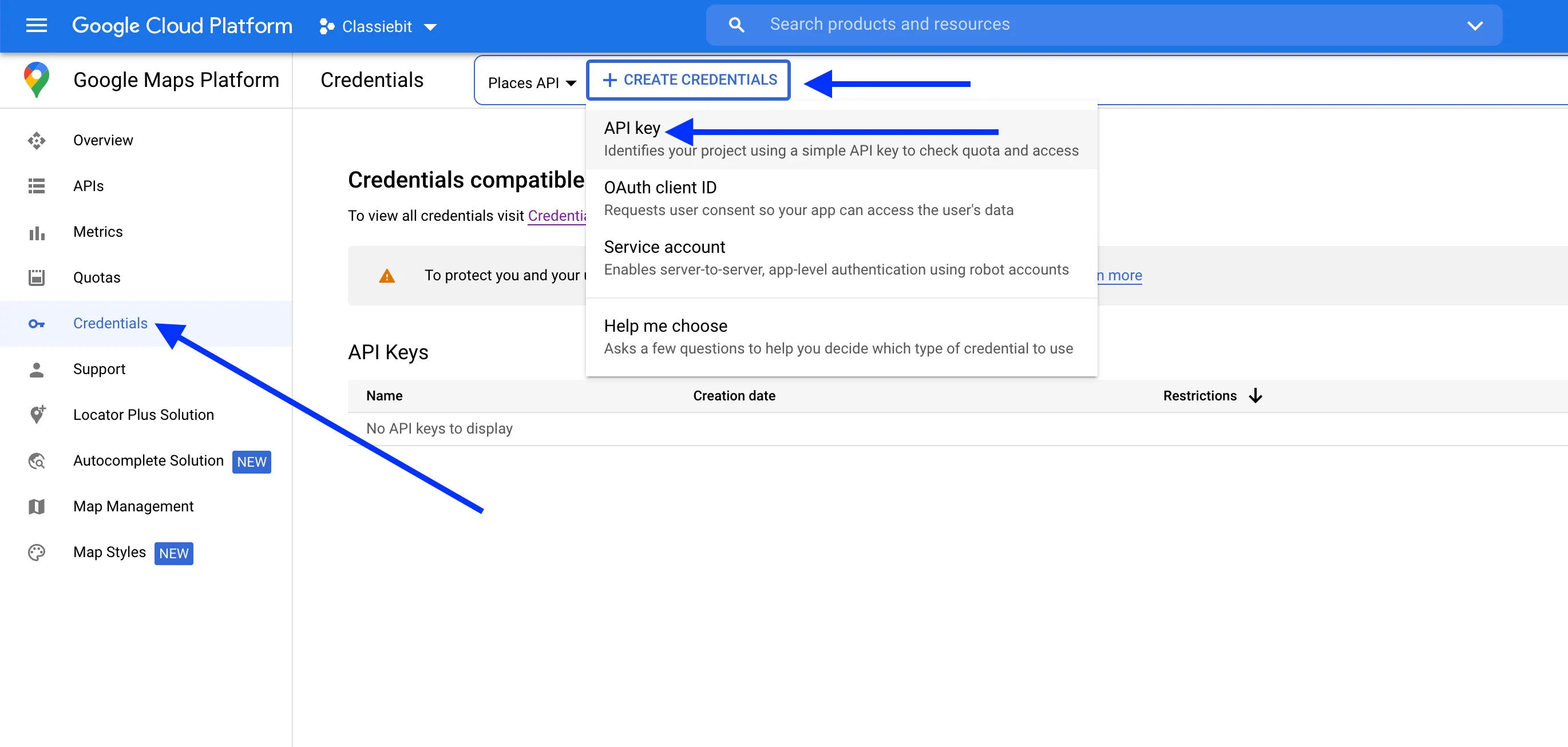 google-places-creds-create google-places-creds-create